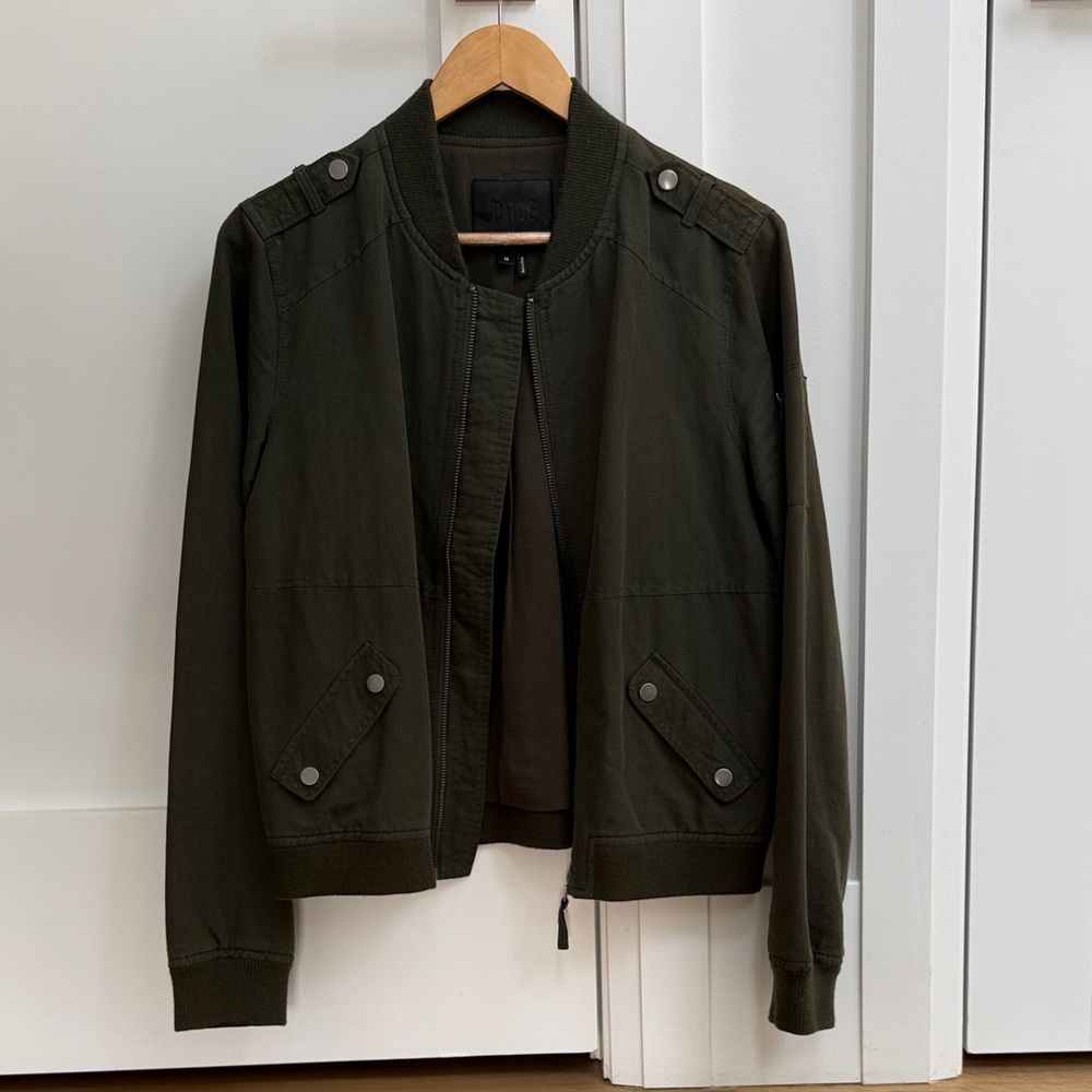 PAIGE Dark Green Bomber Jacket